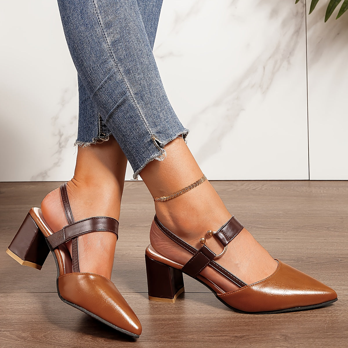 Corinne Block Heel Slingbacks