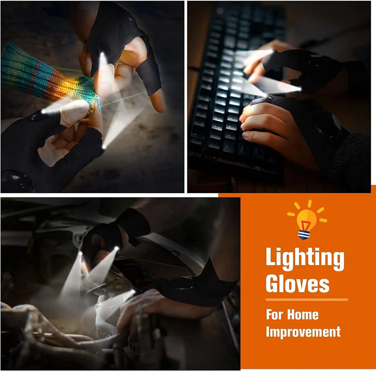 LED Flashlight Gloves: Handyman, Outdoors, Auto and More