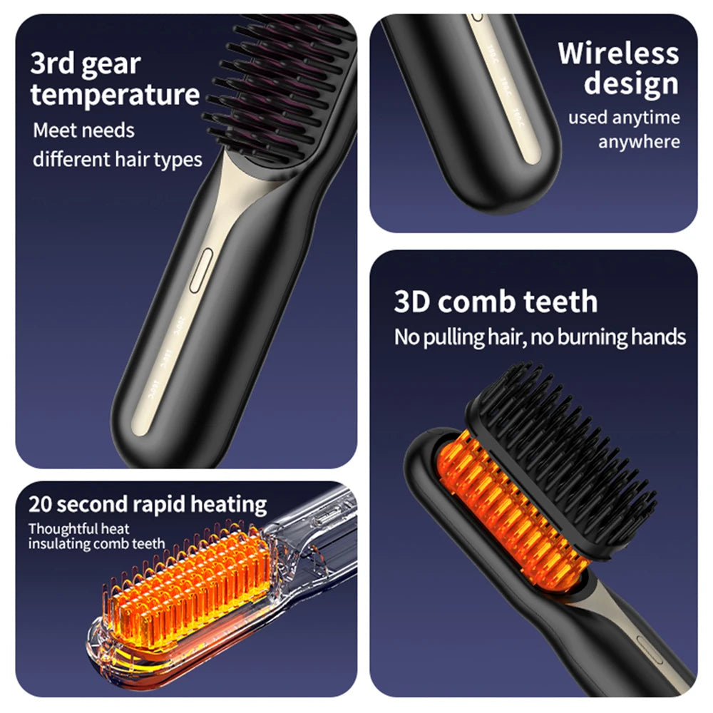 Cordless Professional Hair Straightener Brush