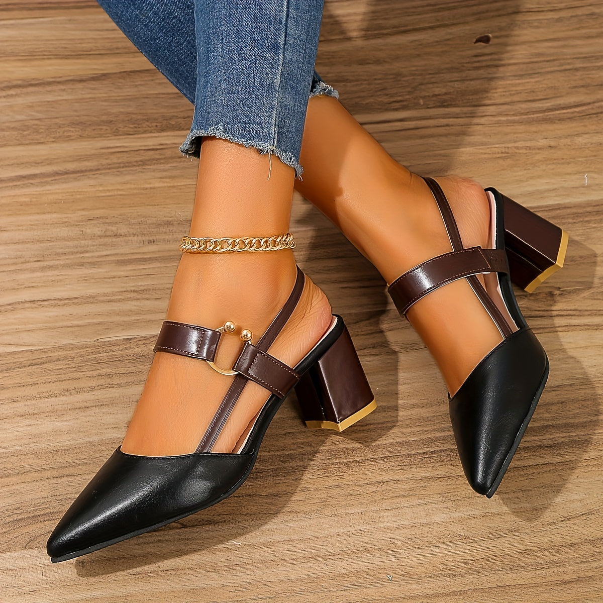 Corinne Block Heel Slingbacks